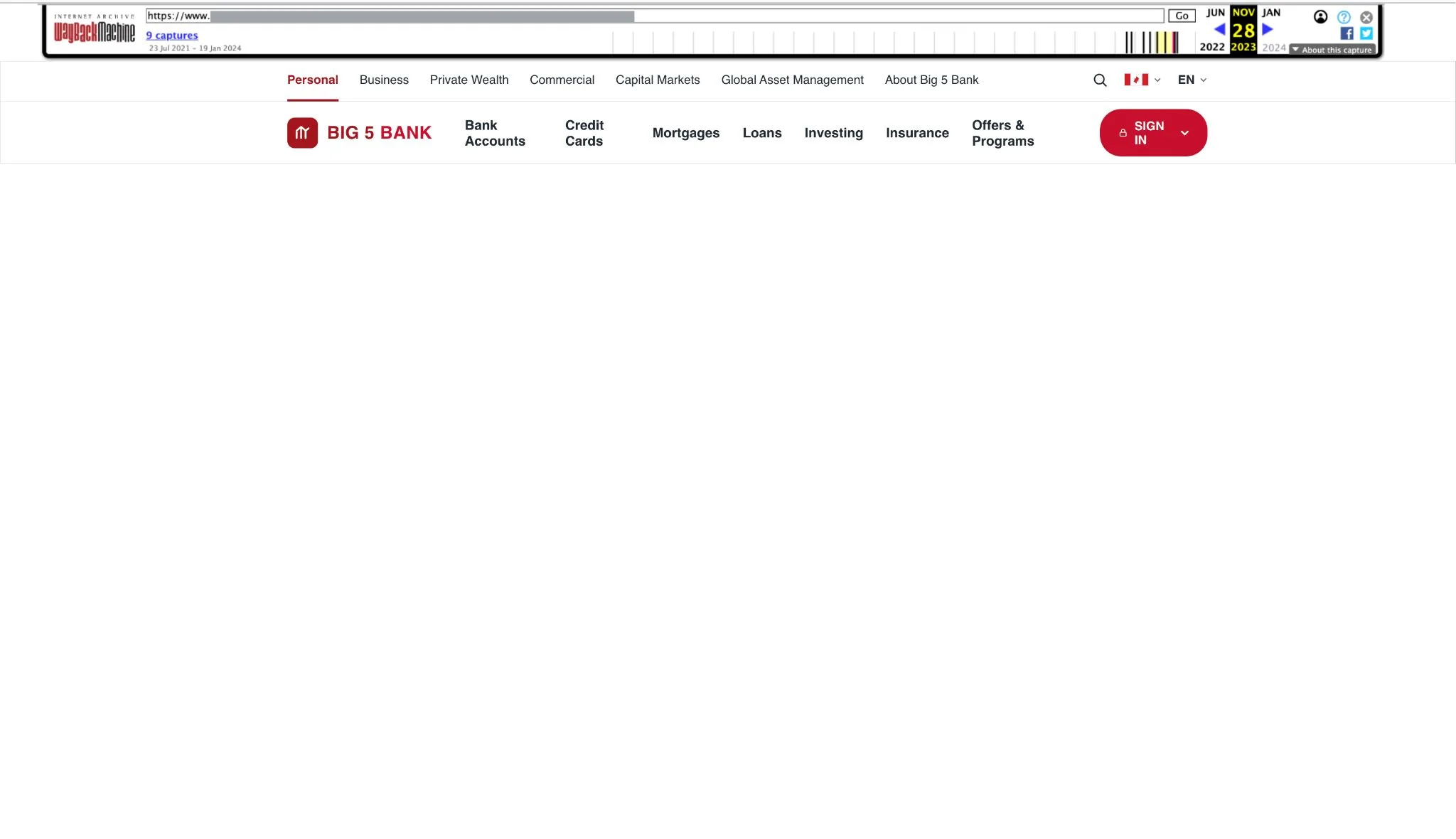 Wayback Machine archive of the migrated page showing the header and navigation intact but a completely blank body where the article content should be.