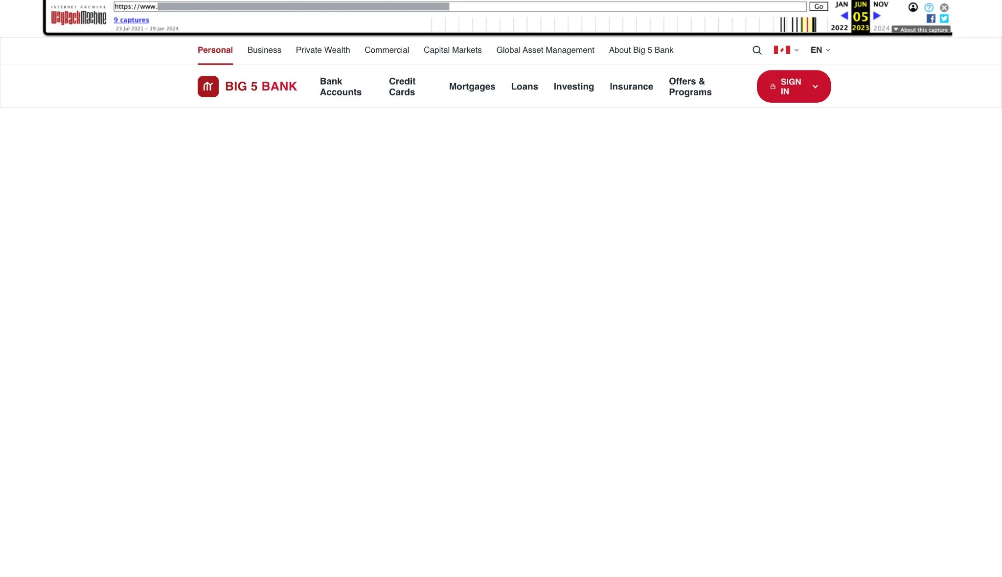 A later Wayback Machine capture of the same migrated page, still showing an empty body with no article content.